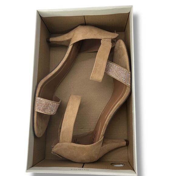 NEW Style & Co Tan Rhinestone Ankle Strap Heels Size 10 Neutral Sparkle Formal - Picture 11 of 12